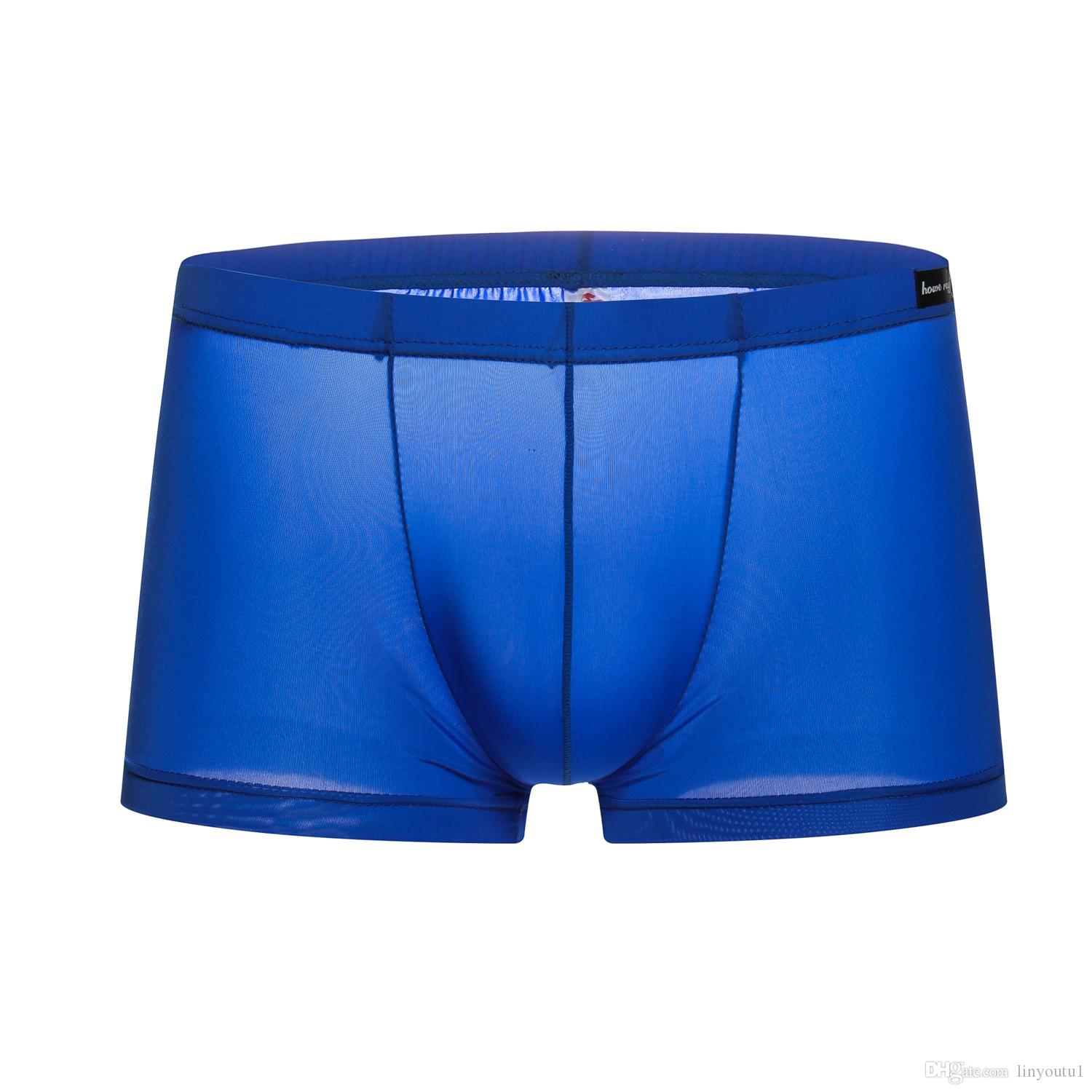 2020 Sexy men underwear Boxer shorts Ice silk u convex soft sexy kilot male men's underpants boxer slips Gay underwear