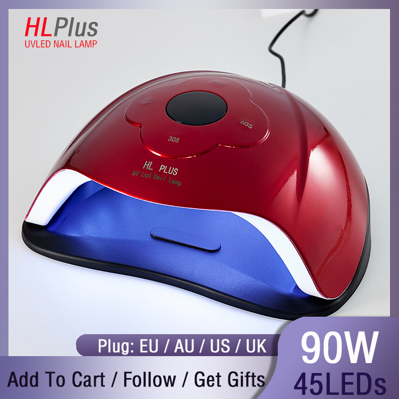HL Plus Nail Lamp for Manicure Nail Dryer 45 PCS LEDs 90W UV Lamp For Curing UV Gel Polish With Motion sensing LCD Display, Red 
HL Plus Nail Lamp for Manicure Nail Dryer 45 PCS LEDs 90W UV Lamp For Curing UV Gel Polish With Motion sensing LCD Display, Red