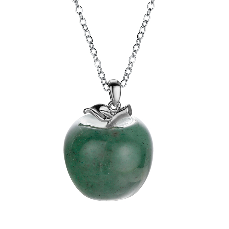 qimoshi Natural stone crystal apple pendant necklace woman sweater chain Christmas Eve gift