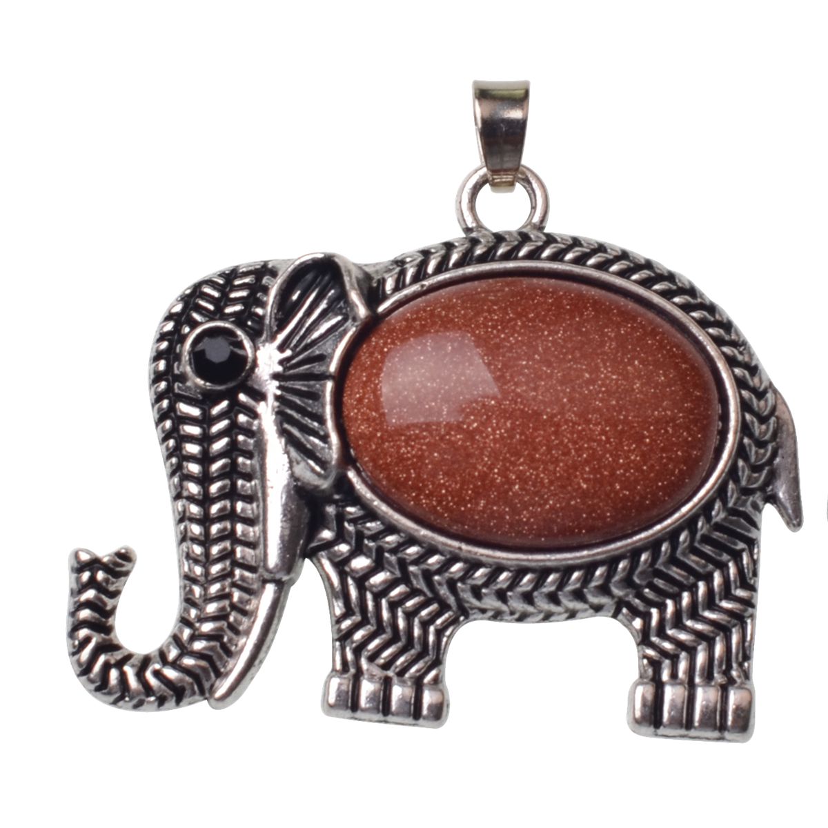 Elephant Alloy Pendant Jewelry Antique Exquisite Carving Elephant Charm Necklace Women Leather Chain