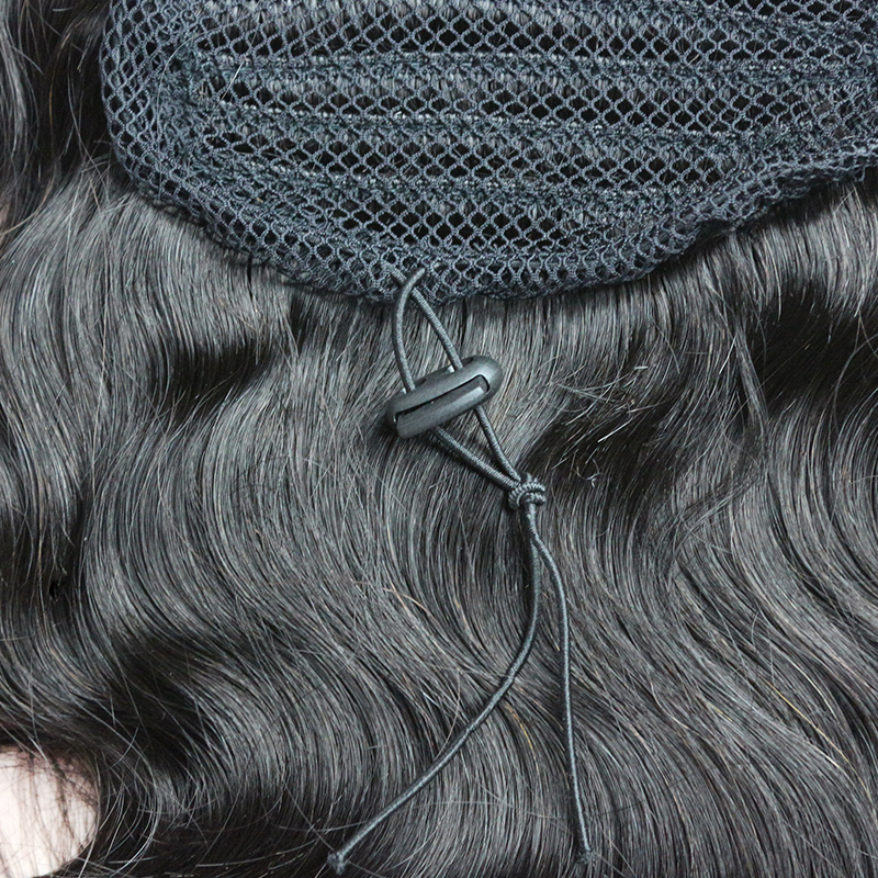 Curly Ponytail Extension Drawstring Body Wave Human Hair Long Clip in Hair Extensions Pony Tail Elastics Adjust 140g 18" 2#