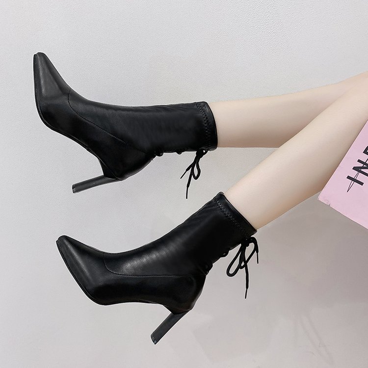 Women's Boots Shoes Fashion Boots Wild Pointed Lace Up Booties High Heel Booties over the knee high heel, Black velvet 
Women's Boots Shoes Fashion Boots Wild Pointed Lace Up Booties High Heel Booties over the knee high heel, Black velvet