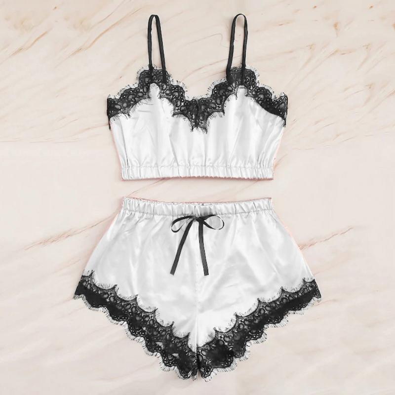 Women Sleepwear Sleeveless Strap Nightwear Lace Trim Satin Cami Top Pajama Sets Women Steel-rimless Underwear 1.17, Blue
Women Sleepwear Sleeveless Strap Nightwear Lace Trim Satin Cami Top Pajama Sets Women Steel-rimless Underwear 1.17, Blue