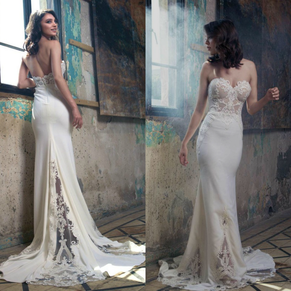 2019 Eddy K Sexy Mermaid Beach Wedding Dresses Sweetheart Lace Applique Backless Satin Sweep Train Plus Size Wedding Dress robe de mariée