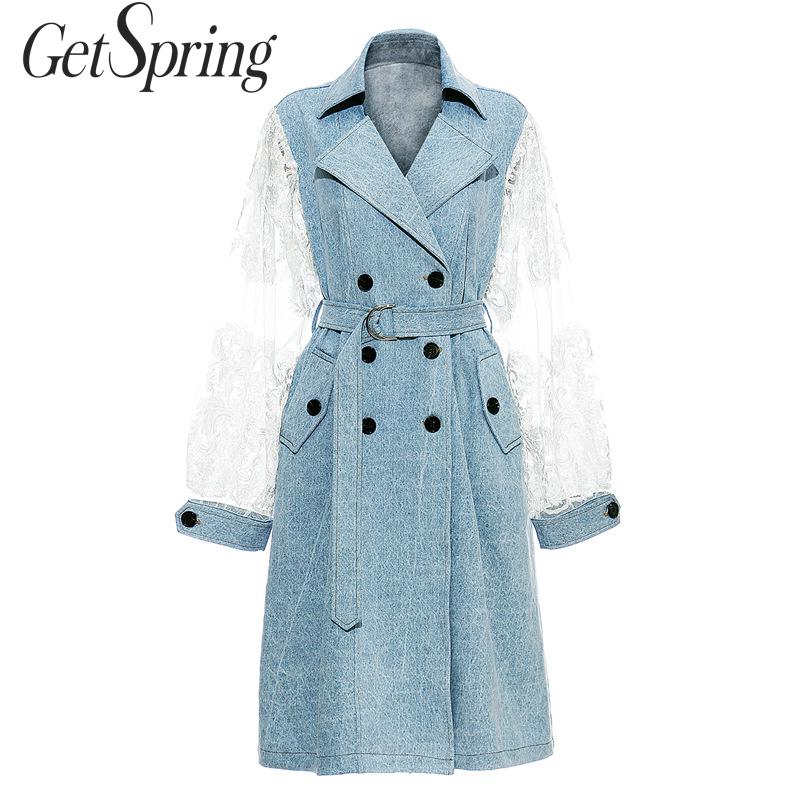 GETSPRING Women Trench Coat Lace Patchwork Color Matching Irregular Long Trench Coats Bandage Women Overcoat Autumn Winter 2019, Blue
GETSPRING Women Trench Coat Lace Patchwork Color Matching Irregular Long Trench Coats Bandage Women Overcoat Autumn Winter 2019, Blue