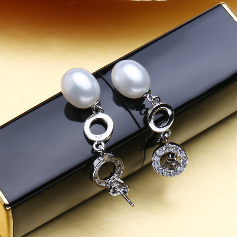 Fashion-Freshwater Drop Pearl Earring DHgate 925-sterling-silver long Earrings Pearls Jewelry bohemia double round earrings