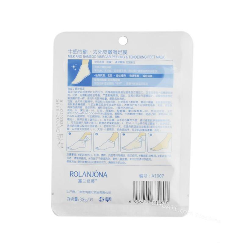 ROLANJONA Milk Bamboo Vinegar Feet Mask Peeling Exfoliating Dead Skin Remove Sox Foot Sticker Health Care Mascarilla Para Pies Con Vinagre De Bambu Y 