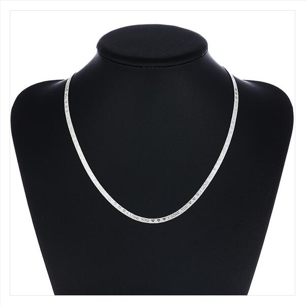 Brand new I LOVE YOU necklace Men sterling silver plate necklace STSN201,wholesale fashion 925 silver Chains necklace factory direct sale