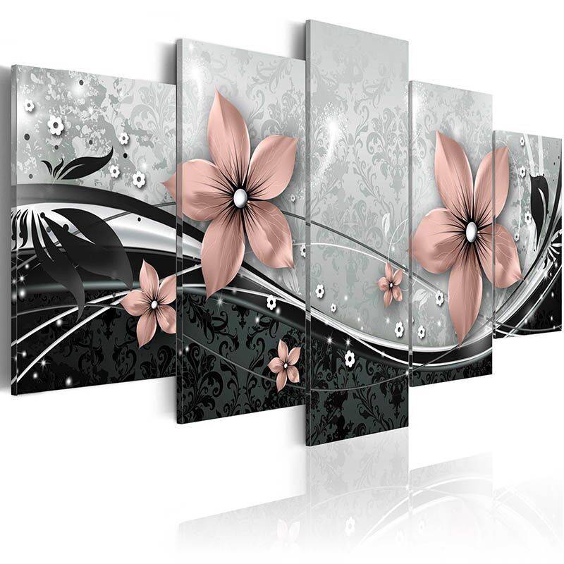 World Art 5 PCS/set Modern Prints Flowers Oil Painting on Canvas Wall Art Pictures for Home Living Room Decor (No Frame)