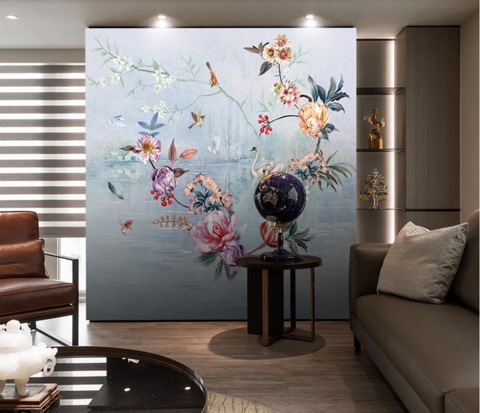 

3d room wallpaper custom photo mural European high-definition hand-painted flowers and birds oil painting background wallpaper for walls 3 d, Non-woven fabric
