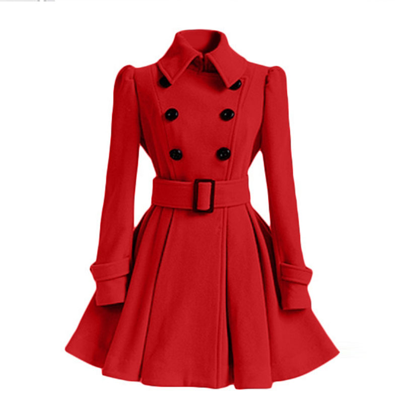Women's Wool & Blends Womens Fashion Winter Coats Belt Coat Women Skirt Type A-Line Woolen Female Jacket Manteau Femme Hiver
