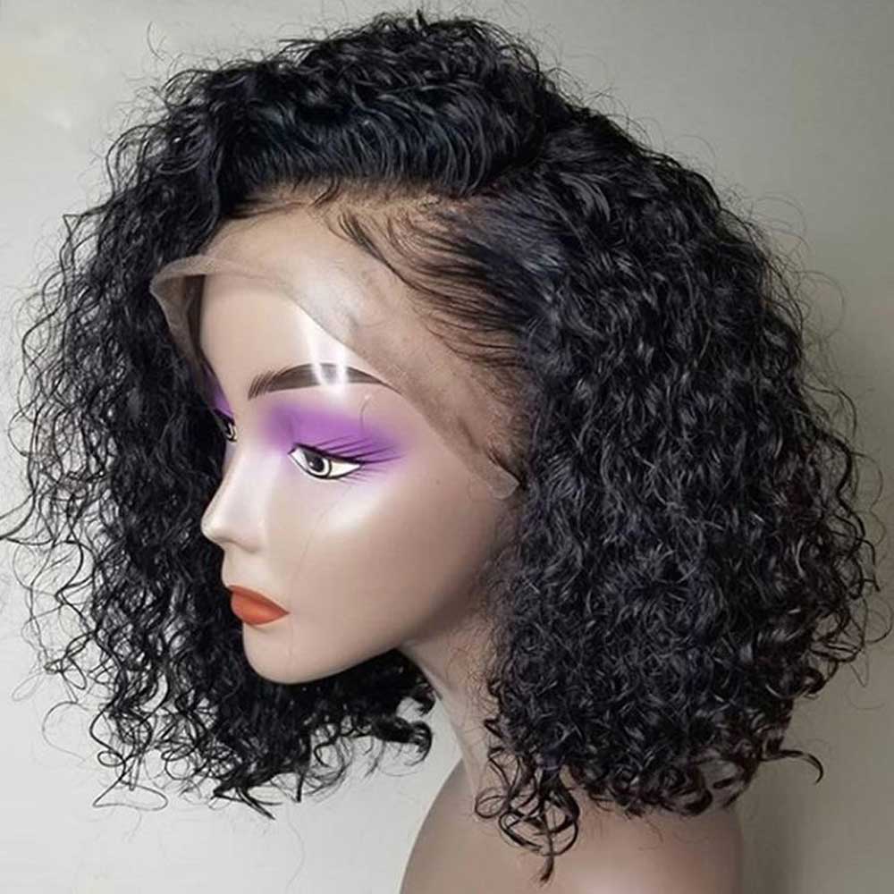 Natural black Short Curly synthetic Wig Lace Frontal brazilian hair 13x6 Lace Front Wigs With Baby Hair for black women preplucked