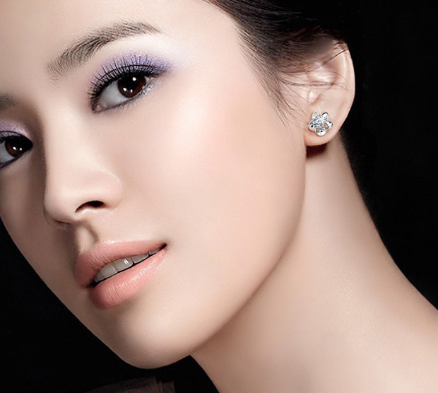 Silver plated plum blossom Ear Studs sun flower earrings diamond earring