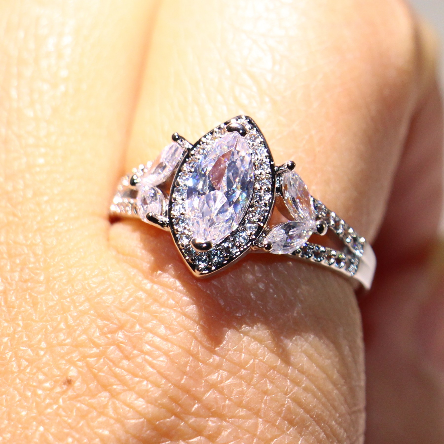 Sparkg Infinity Sterg Sier Marquise White Topaz CZ Dia Eternity Wedding Ring for Women, 2024 Collection