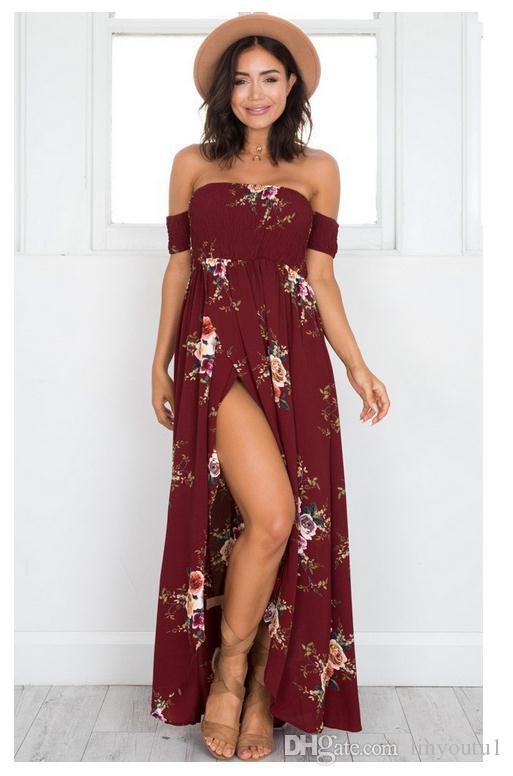 2020 casual dresses Boho style long dress women Off shoulder beach summer dress new year Vintage chifon white maxi dress vestidos de festa