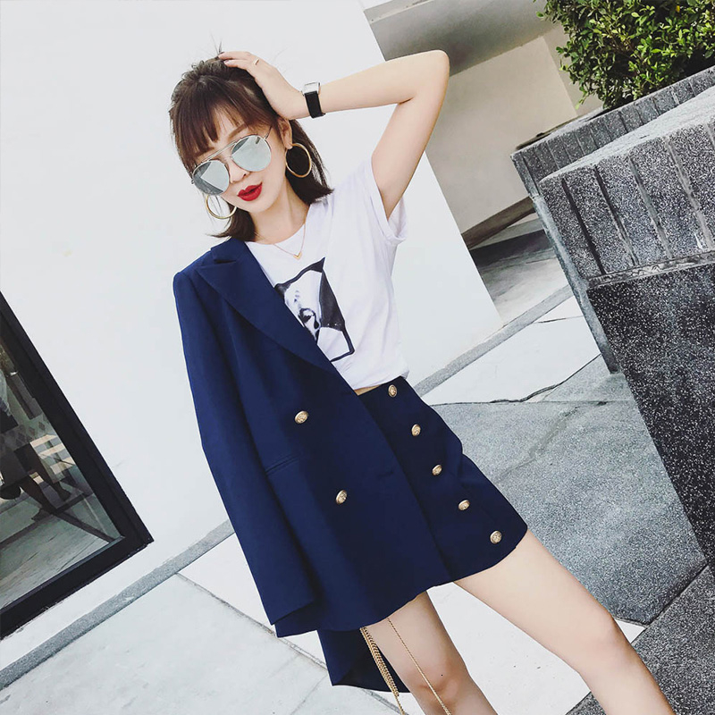 ELegant Office Lady Short Suit Set Women 2 Piece Set white Color Jacket Blazer + High Waist Mini Pant Suits Female Tracksuit V191021