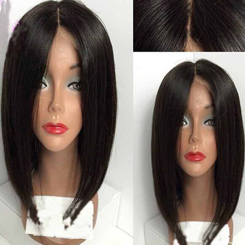 13X4 Straight Short Bob Lace Front Wigs Brazilian Hair Natural Color Synthetic Lace Front Simulation Human Hair Wigs For Black Women