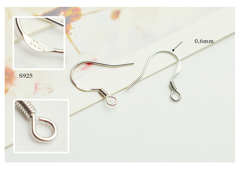 200pcs lot 925 Sterling Silver Earring Findings Hooks Jewelry DIY 15mm Fish Hook Fit Earrings248N
