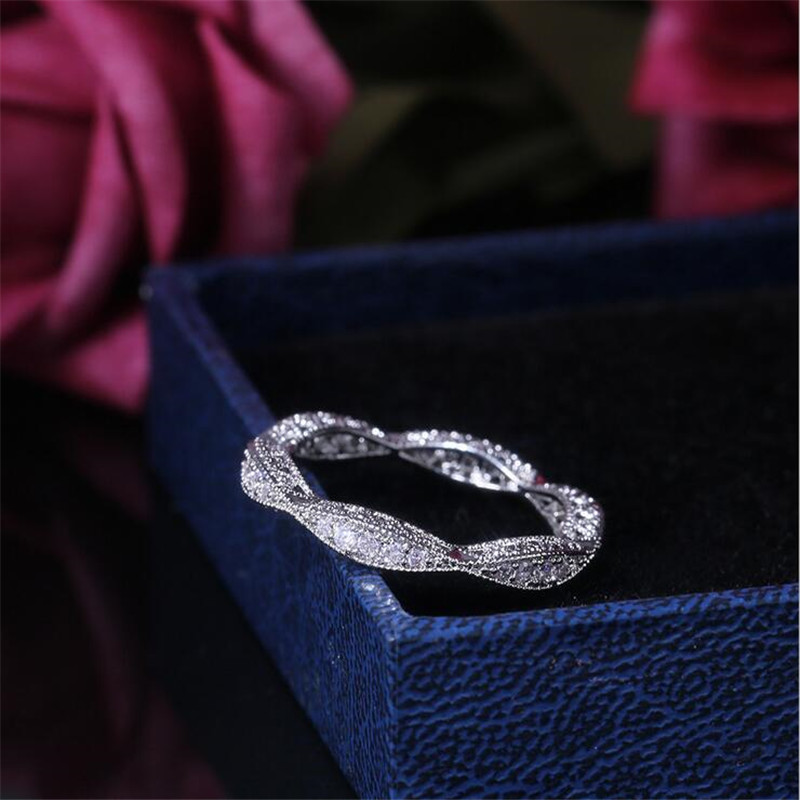 2019 New Arrival Handmade Vintage Fashion Jewelry 925 Sterling Silver Hollow 5A Cubic Zirconia CZ Diamond Women Wedding Band Ring For Lovers