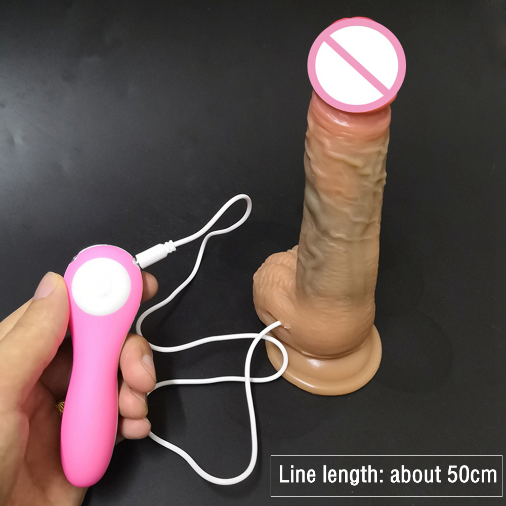 Automatic Telescopic Heating Penis Dildo Vibrator Adult Sex Toys Woman Erotic Female Masturbation Cock Toy Y191017