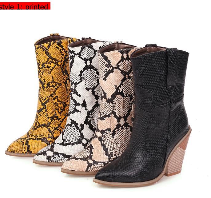 plus size 33 to 46 fashion snake grain printed pattern cowboy boots woman designer booties embossed PU leather chunky heels, Beige printed
plus size 33 to 46 fashion snake grain printed pattern cowboy boots woman designer booties embossed PU leather chunky heels, Beige printed