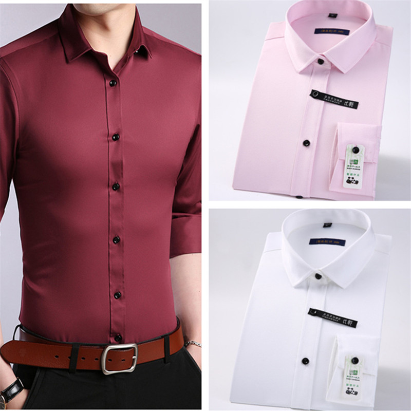 Fashion Korean Elastic Solid Color Men' Shirt Slim Long-sleeve Youth Business Casual Shirt Non-iron Single-breasted, White
Fashion Korean Elastic Solid Color Men' Shirt Slim Long-sleeve Youth Business Casual Shirt Non-iron Single-breasted, White