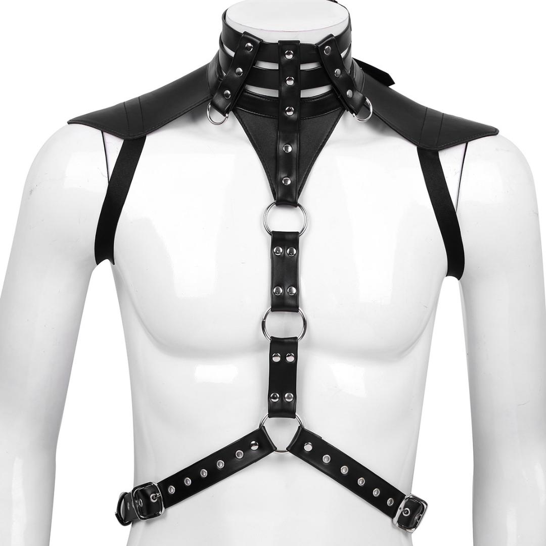 Fashion Male Mens Faux Leather Halter Neck Adjustable Buckles Body Chest Harness Belt with Metal O-rings Fancy Costume Straps, As pic
Fashion Male Mens Faux Leather Halter Neck Adjustable Buckles Body Chest Harness Belt with Metal O-rings Fancy Costume Straps, As pic