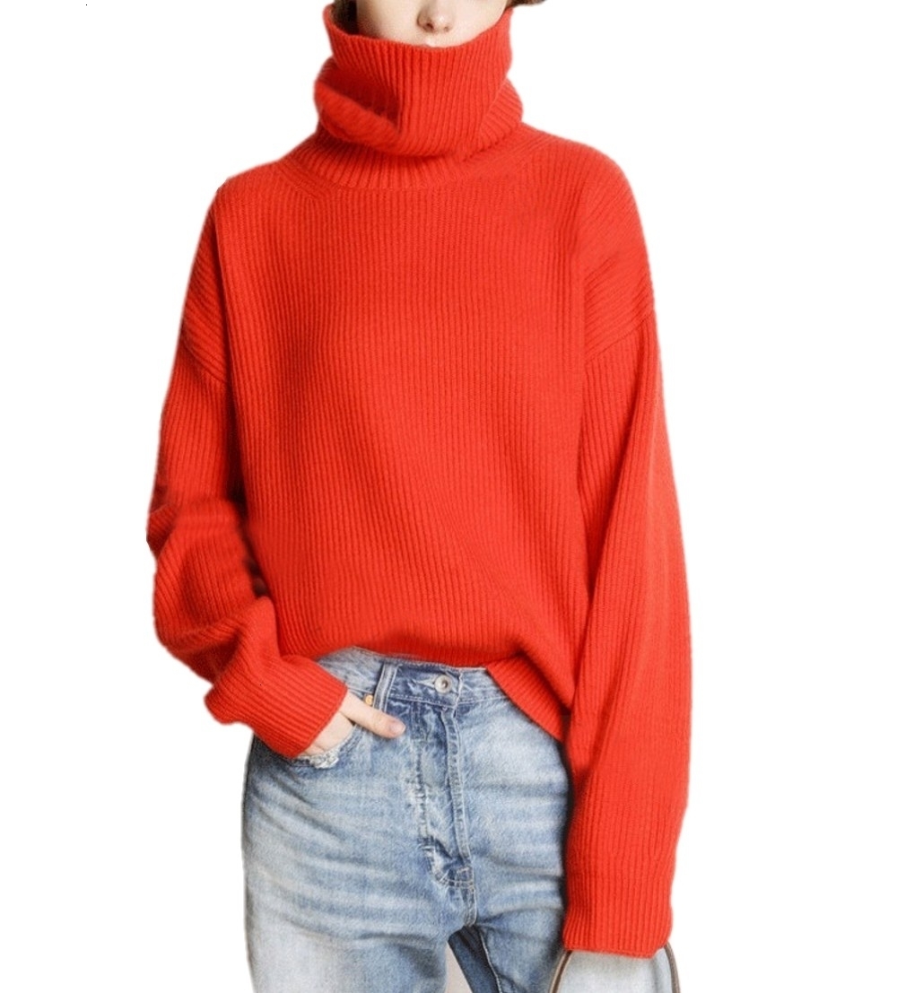 Tailor sheep winter turtleneck sweater women loose head thicker short cashmere sweater female oversize sweaterMX190925