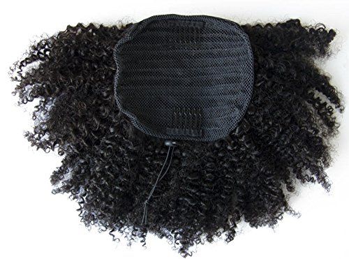 High Puff Afro Ponytail Drawstring with Kinky Curly Bangs Short Afro Kinky Curly Pony Tail Clips 120g human Curly Hair Bun Puff Ponytail