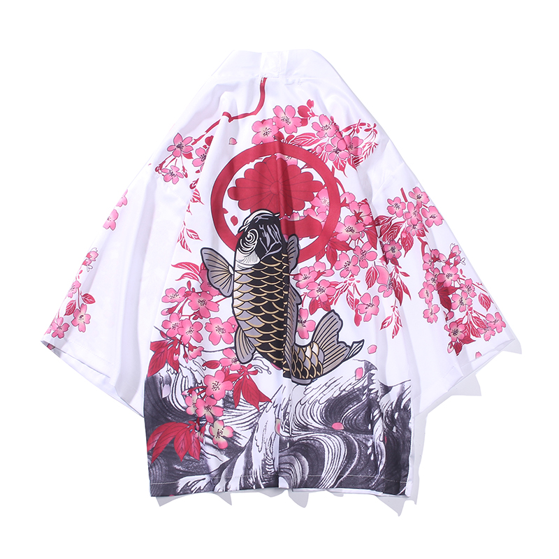 Fashion New Koi Carp Fish Cherry Blossoms Flowers Print Japanese Kimono Cardigan Jackets Streetwear Hip Hop Harajuku Casual Tops, White
Fashion New Koi Carp Fish Cherry Blossoms Flowers Print Japanese Kimono Cardigan Jackets Streetwear Hip Hop Harajuku Casual Tops, White
