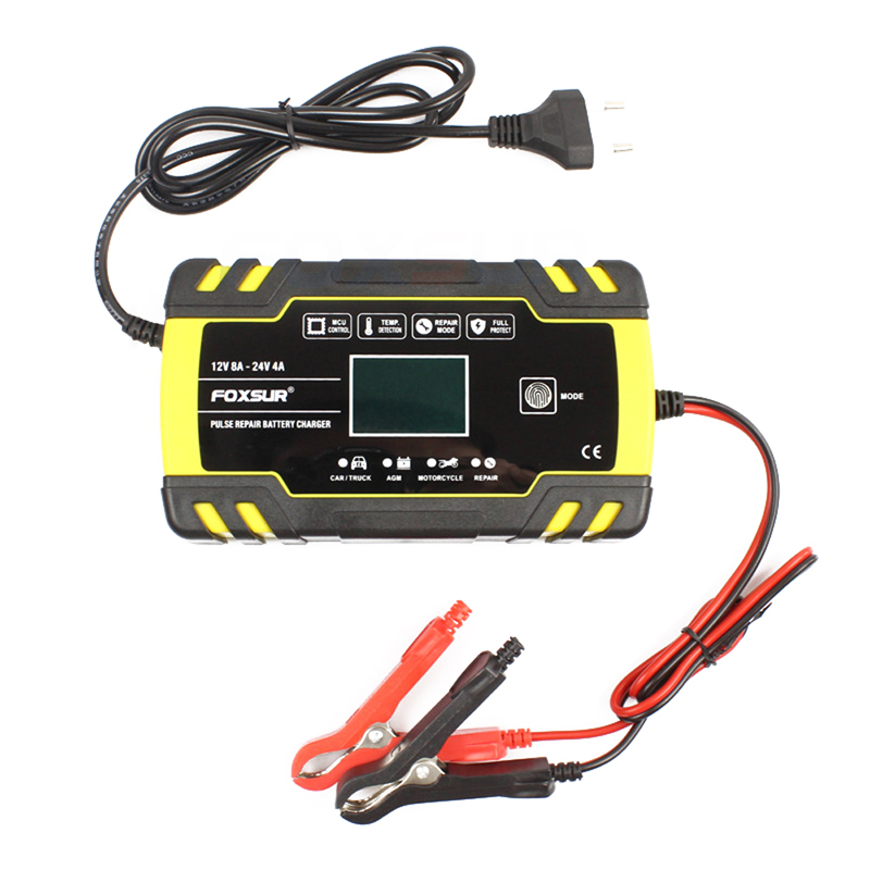 Fully Automatic Pulse Repair Battery Charger 12V 8A 24V 4A Smart Fast ChargingFor Car Motorcycle Lead Acid Agm Gel Wet