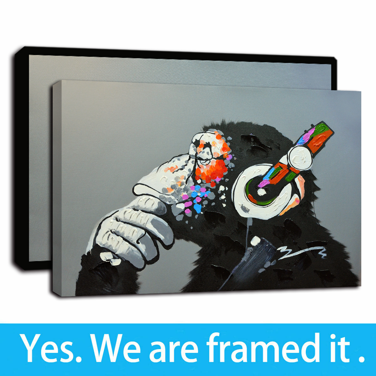 Framed Artwork Gallery Art Canvas - Animal Music Gorilla Oil Paintings Thinking Monkey with Headphones HD Print on Canvas Wall Art Pictures
Framed Artwork Gallery Art Canvas - Animal Music Gorilla Oil Paintings Thinking Monkey with Headphones HD Print on Canvas Wall Art Pictures