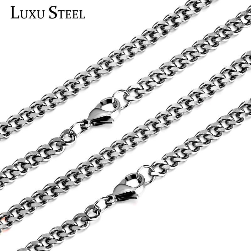 Chains LUXUSTEEL Silver Color Cuban Link Width 4.5mm 45cm Big Necklace Stainless Steel Collars Choker Accessories 
Chains LUXUSTEEL Silver Color Cuban Link Width 4.5mm 45cm Big Necklace Stainless Steel Collars Choker Accessories