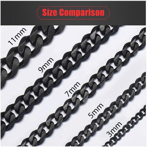 Stainless Steel Chains Necklace for Men Black Silver Gold Mens Necklaces Curb Cuban Davieslee Jewelry Gifts 3 5 7 9 11mm DLKNM0927