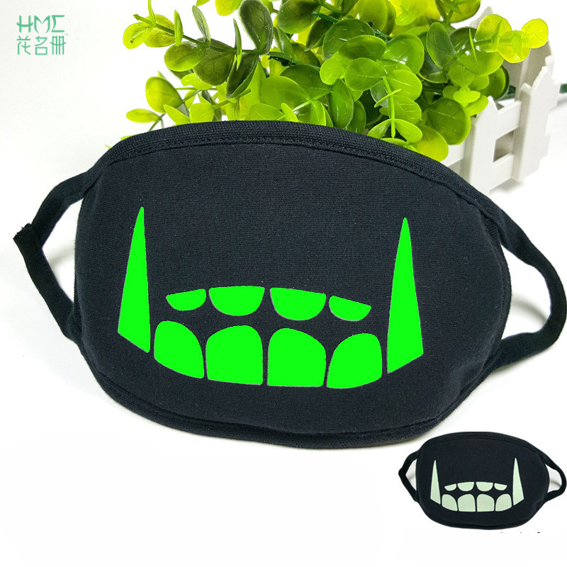 Mask Creative Halloween Horror Mask Black Luminous Cotton Dust Mask Personality Teeth Anti-fog Haze Fashion Mouth1