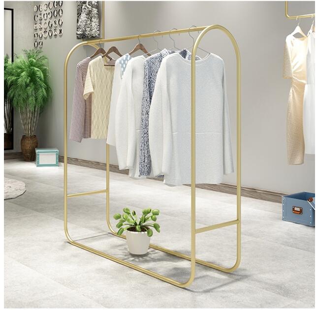Nordic Golden Middle island clothing Shop rack Commercial Furniture Show Stand Multi-functional Stands Women's cloth store