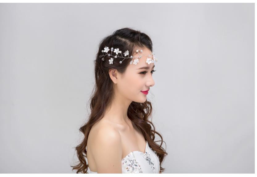 Bridal handmade headdress lace flower head flower handmade pearl wedding hair accessory hair band