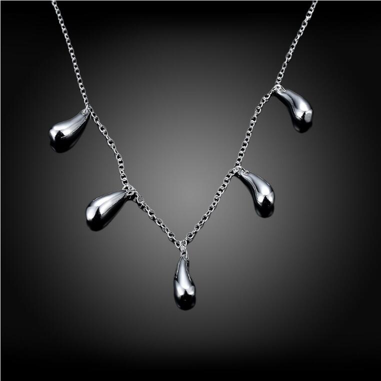 Best gift Five water drop necklace hanging plated sterling silver necklace STSN131,wholesale fashion 925 silver Chains necklace factory sale