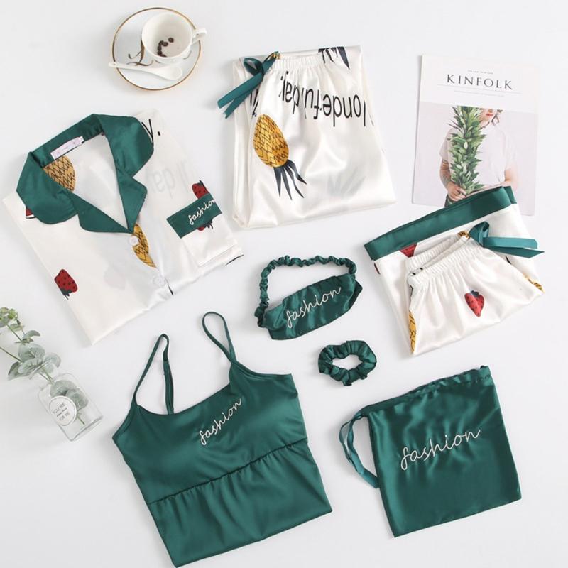 7 pcs Women Pajamas Sets Sleepwear Sexy Nightwear Embroidery Long Home Clothing Nightwear Lingerie Ladies pijama Lounge Pyjama, Green
7 pcs Women Pajamas Sets Sleepwear Sexy Nightwear Embroidery Long Home Clothing Nightwear Lingerie Ladies pijama Lounge Pyjama, Green