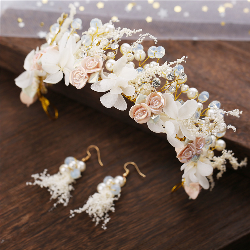 Korean Bride Wedding Headwear Ceramics Flower Baby's Breath Hay Soft Chain Hair Hoop Hair Decorate Headwear Earrings Suit
Korean Bride Wedding Headwear Ceramics Flower Baby's Breath Hay Soft Chain Hair Hoop Hair Decorate Headwear Earrings Suit