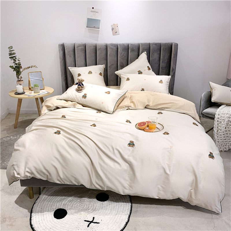 4pcs Bedding Simple Small Fresh Small Bear Embroidery Pure Cotton 60 Long-staple Cotton Sheet Quilt Cover Four Seasons Universal, 4pcs photo color
4pcs Bedding Simple Small Fresh Small Bear Embroidery Pure Cotton 60 Long-staple Cotton Sheet Quilt Cover Four Seasons Universal, 4pcs photo color