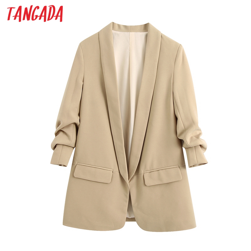 Tangada women elegant khaki blazer female long sleeve elegant jacket ladies work wear blazer formal suits BE688, Black
Tangada women elegant khaki blazer female long sleeve elegant jacket ladies work wear blazer formal suits BE688, Black