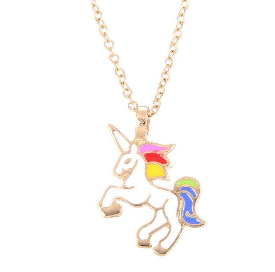 NEW Fashion Unicorn Necklace for Girls Children Kids Enamel Cartoon Horse Jewelry Women Animal Pendant Necklace with Retail Card WL1155