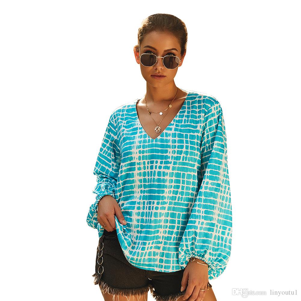 2020 Women's Blouse Boho Floral Printed Long Sleeve Casual Loose Tops Ladies Hippie Gypsy Tunic Blouse Shirt