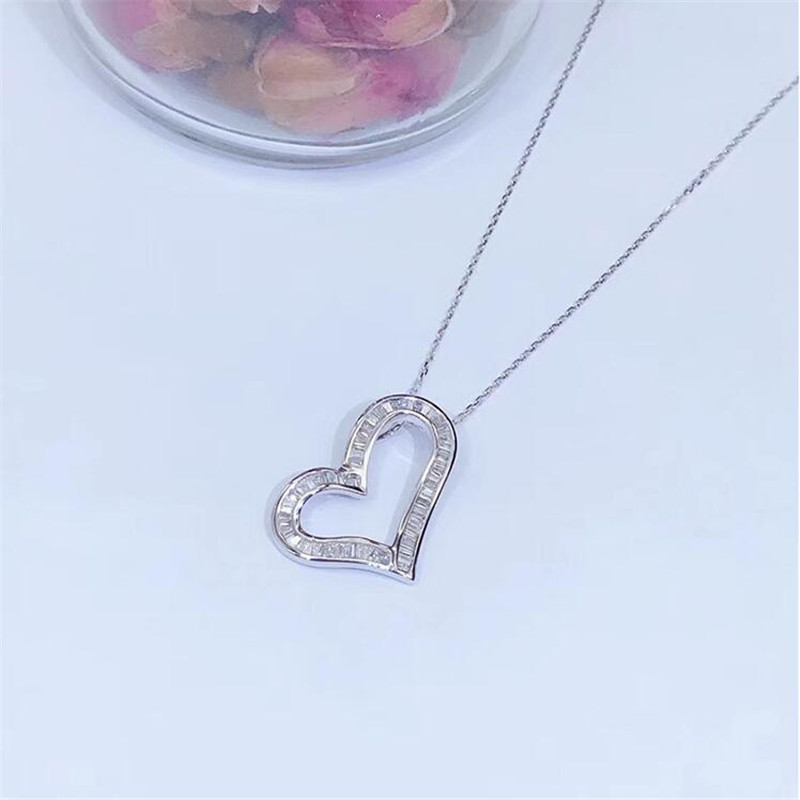 Sterg Sier Heart Pendant Necklace: Princess Cut Topaz & Moissanite Gemstones d6e0