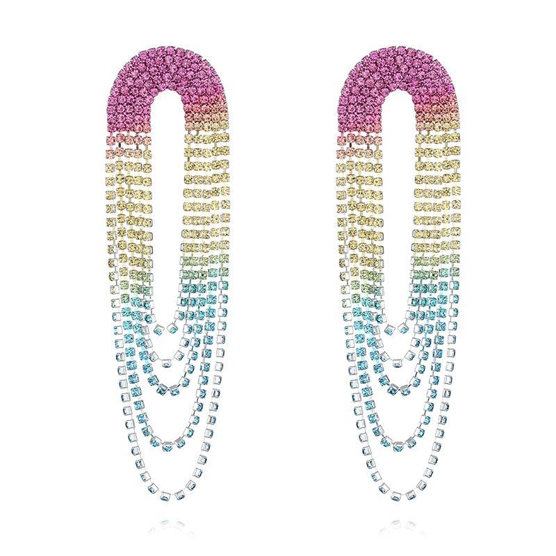 Dangle & Chandelier Gradual Change Multicolor Rhinestone Long Tassel Wedding Earrings For Women Bridal Drop Brincos Jewelry E703
Dangle & Chandelier Gradual Change Multicolor Rhinestone Long Tassel Wedding Earrings For Women Bridal Drop Brincos Jewelry E703