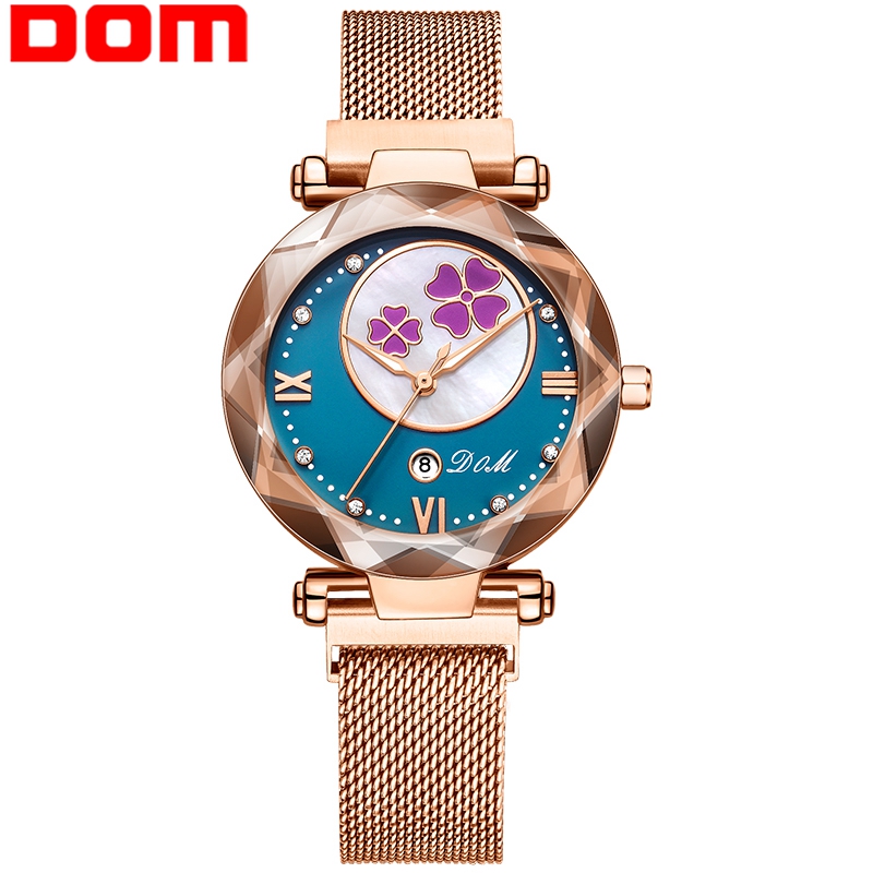 DOM Women Watch Luxury Magnetic Buckle Mesh Band Quartz Wristwatch Female Rose Gold Watches zegarek damsk G-1257GK-1M, Slivery;brown
DOM Women Watch Luxury Magnetic Buckle Mesh Band Quartz Wristwatch Female Rose Gold Watches zegarek damsk G-1257GK-1M, Slivery;brown