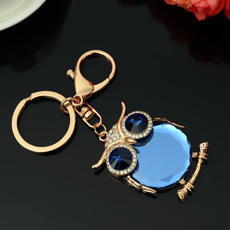 Fashion Owl Crystal Keychain Cute Cartoon Rhinestone Trinket Women Keyrings Car Key Chain Holder Female Bag Pendant Jewelry Gift