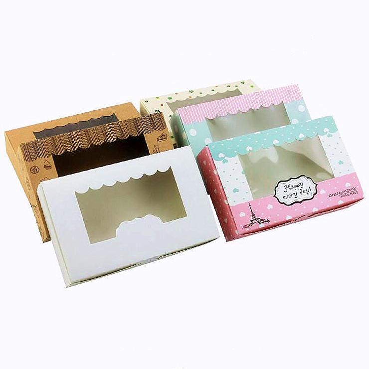 New Arrival Kraft Cookies Boxes with clear Window 20pcs/lot Cake Candy Boxes Favor For Party Guests