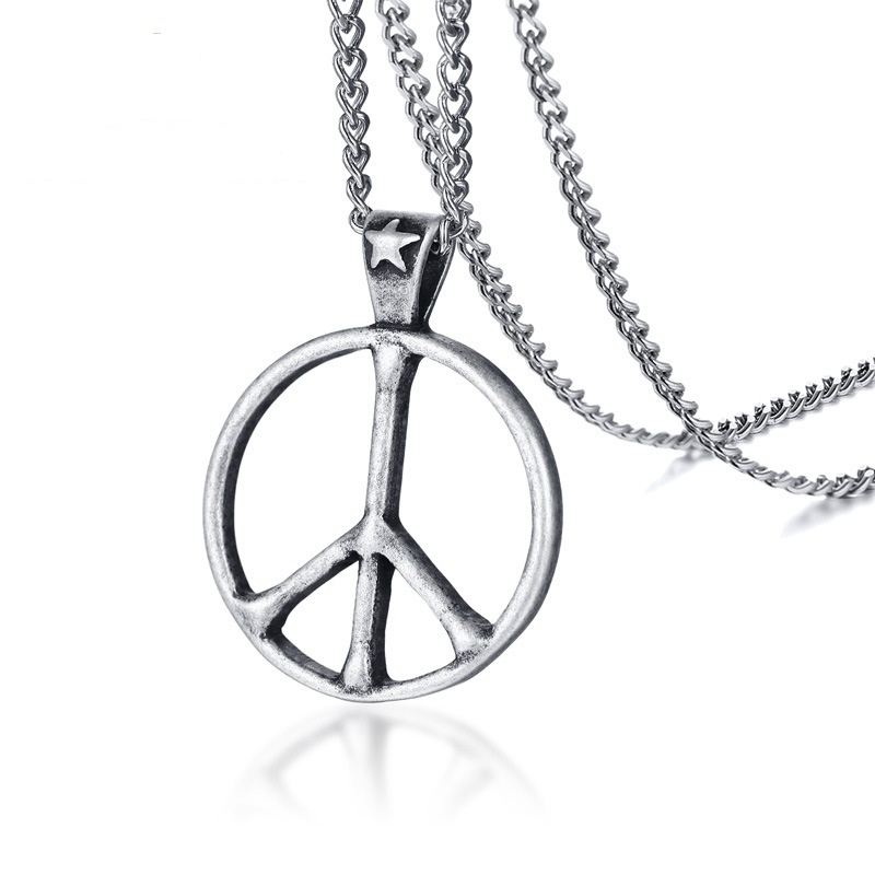Silver Color Fashion Men's Peace Pendant Necklace Stainless Steel Link Chain Necklace Jewelry Gift for Men Boys J890
Silver Color Fashion Men's Peace Pendant Necklace Stainless Steel Link Chain Necklace Jewelry Gift for Men Boys J890